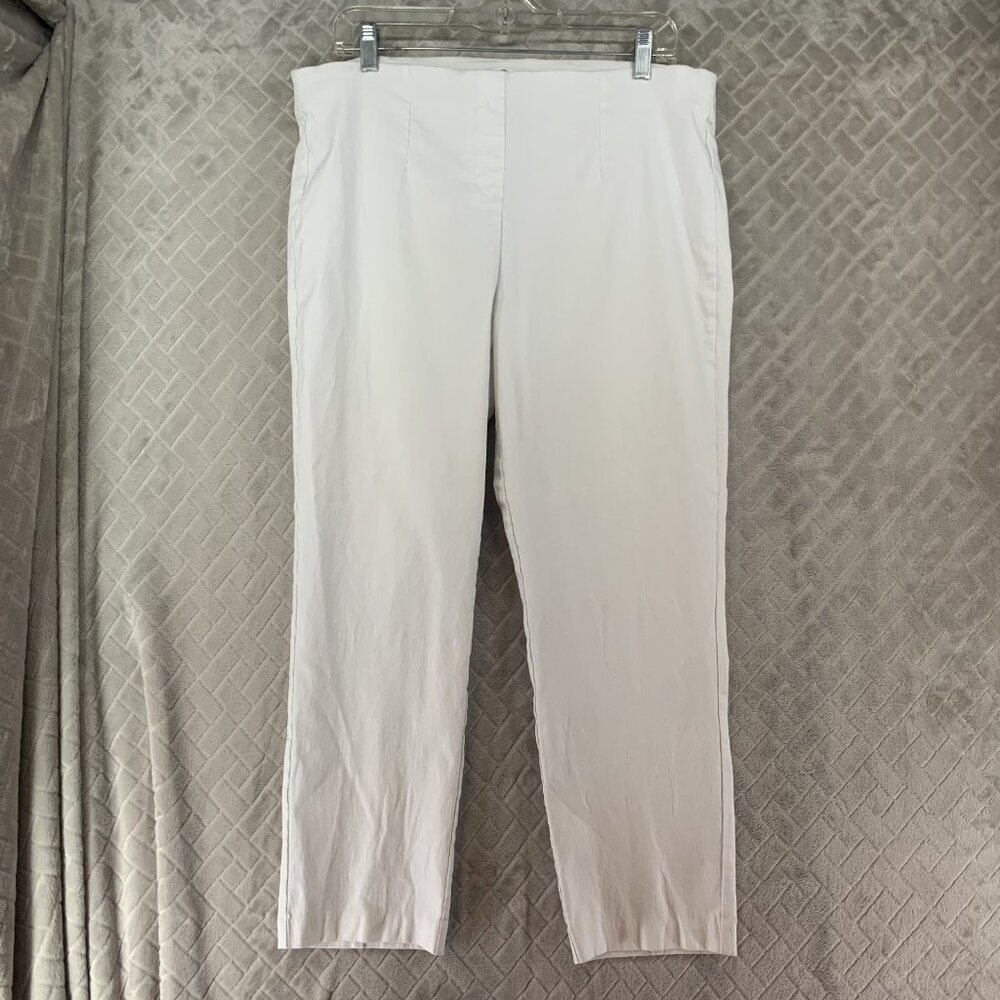 Coconut Row Pants Womens 14p White Slim Ankle High Rise Stretch Coastal Beach